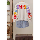 OVERSIZE Christmas Sweater with Lettering - S / Ivory-Multi
