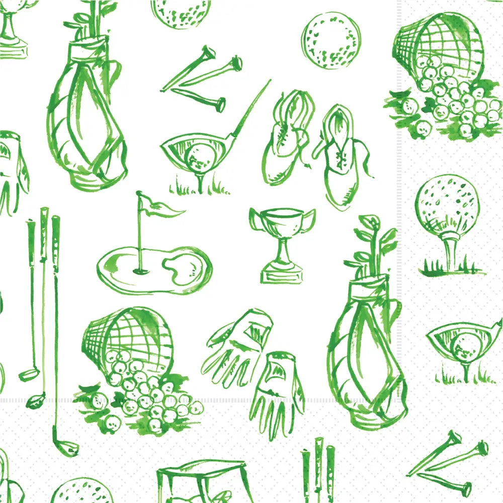 Paper Cocktail Napkins 20 Ct Golf Gear Rosanne Beck