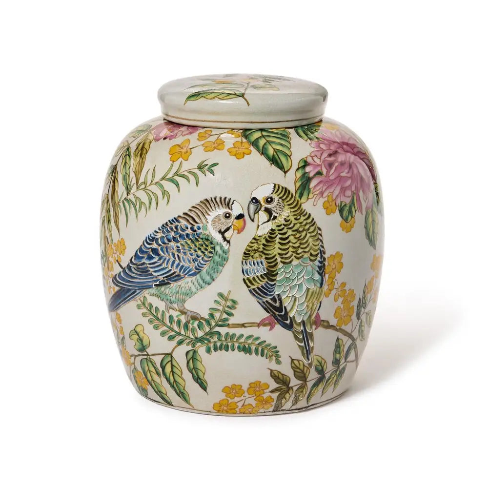 Parrot Paradise Covered Ginger Jar - Jar
