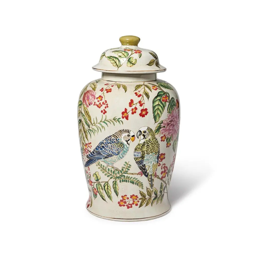 Parrot Paradise Covered Temple Jar - Jar