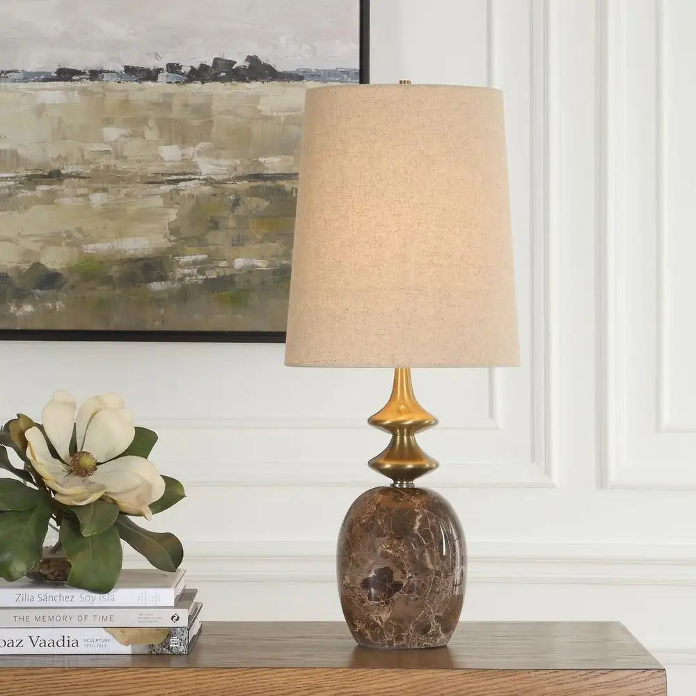 Percy Stone and Gold Buffet Lamp - Table Lamp