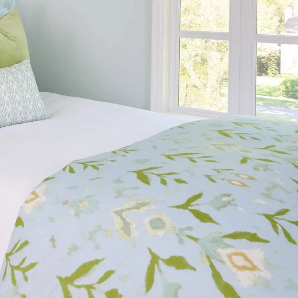 Petal Garden Aqua Duvet Cover - King 104x88 / Microlux (Lightweight, Machine Washable)