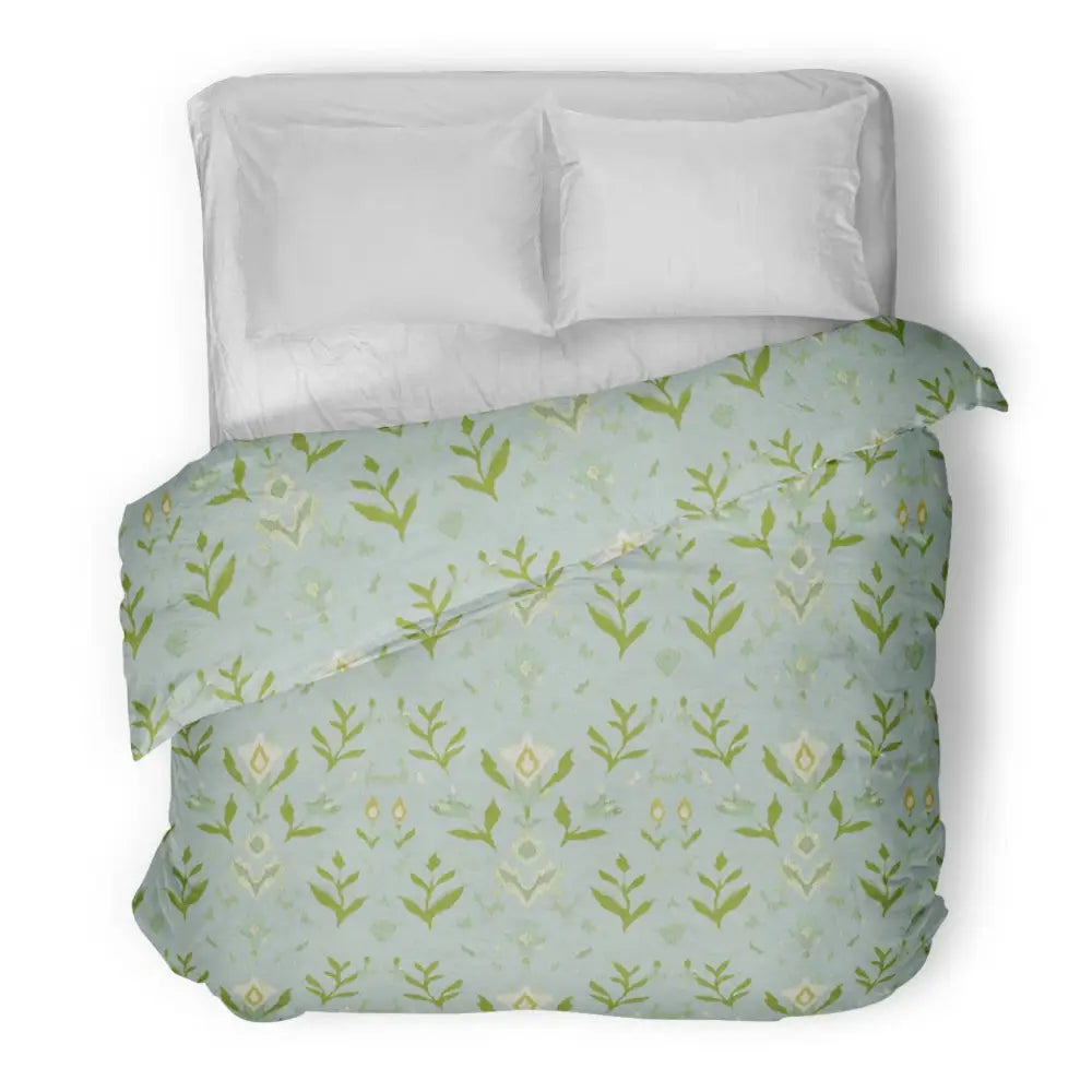 Petal Garden Aqua Duvet Cover - King 104x88 / Microlux (Lightweight, Machine Washable)