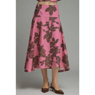 Pink and Brown Floral Skirt - S - Skirt