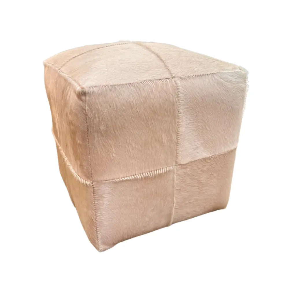 PINK COWHIDE POUF - OTTOMAN