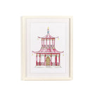 Pink Pagoda White Beaded Framed Wall Art Print - 1 - Artwork