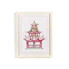 Pink Pagoda White Beaded Framed Wall Art Print - 3 - Artwork