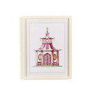 Pink Pagoda White Beaded Framed Wall Art Print - 4 - Artwork