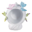 Plant Pot - White Polyresin Lady Multicolor Butterflies 7in