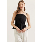Pleated Cami Top - Black / S - Blouse