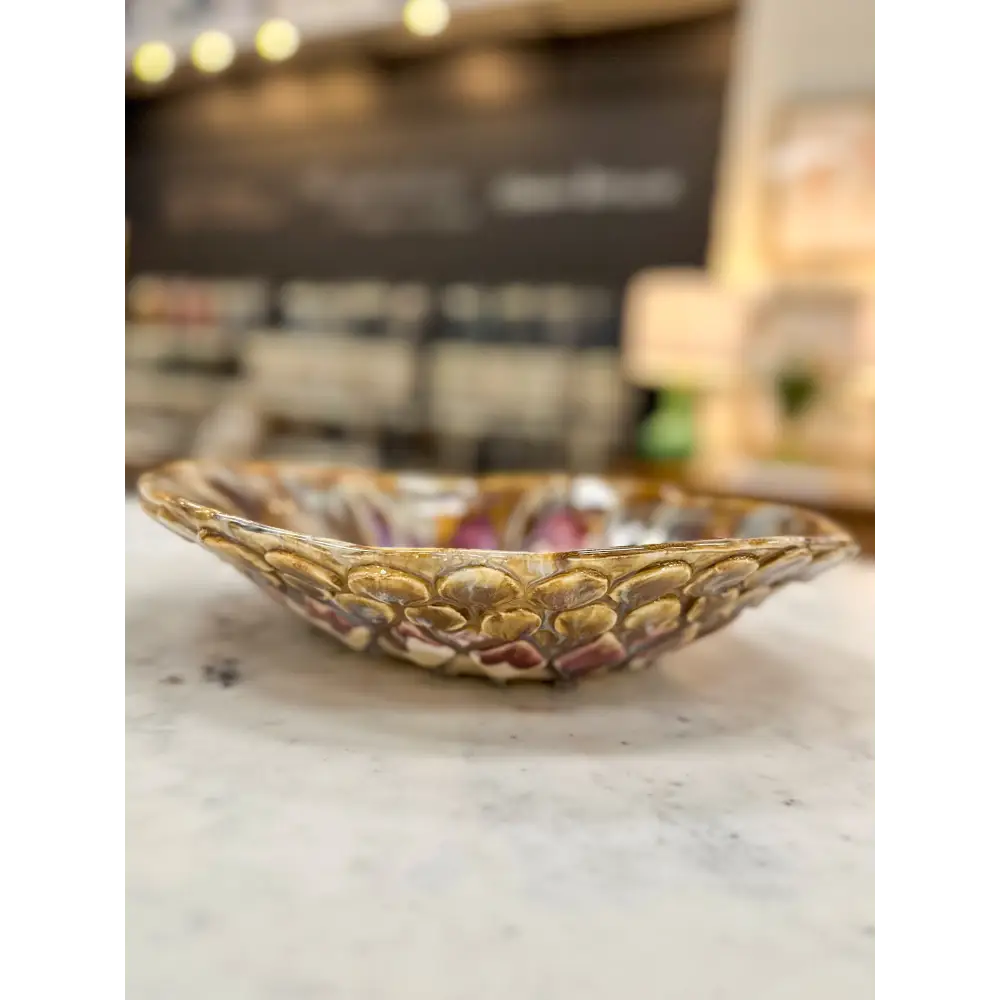 PURPLE AND BROWN BOWL - POTTERY