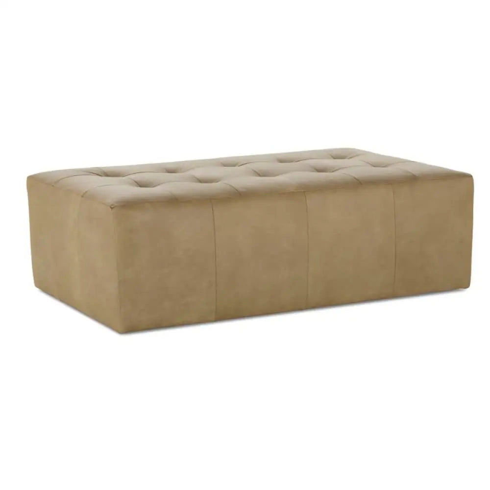 Rectangular Leather Ottoman - Ottoman