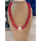 Rondelles with Pearl Statement Necklace - Hot Pink - Necklace