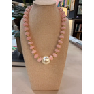 Rondelles with Pearl Statement Necklace - Light Pink - Necklace