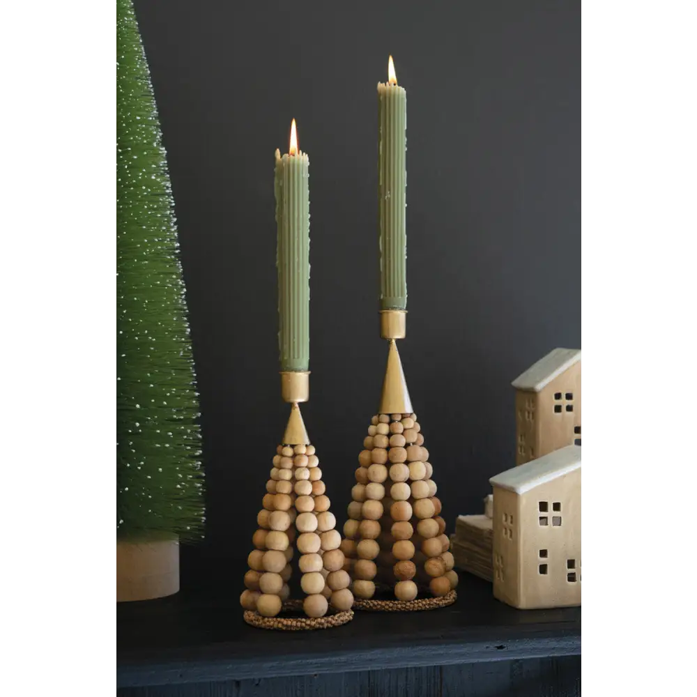 S/2 Beaded Christmas Tree Candleholder - Holidays