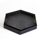 S/2 Black Hexagon Stingray Tray - Home Decor