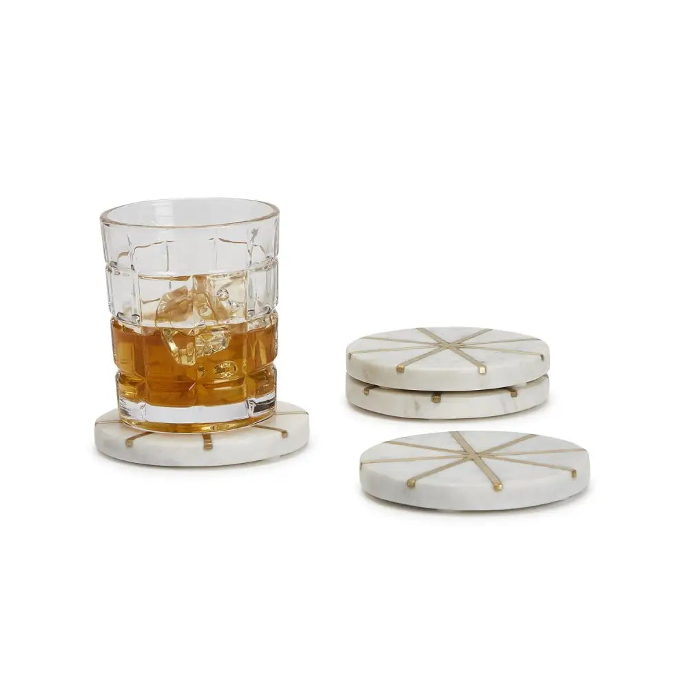 S/4 White Marble Coasters - Gifts