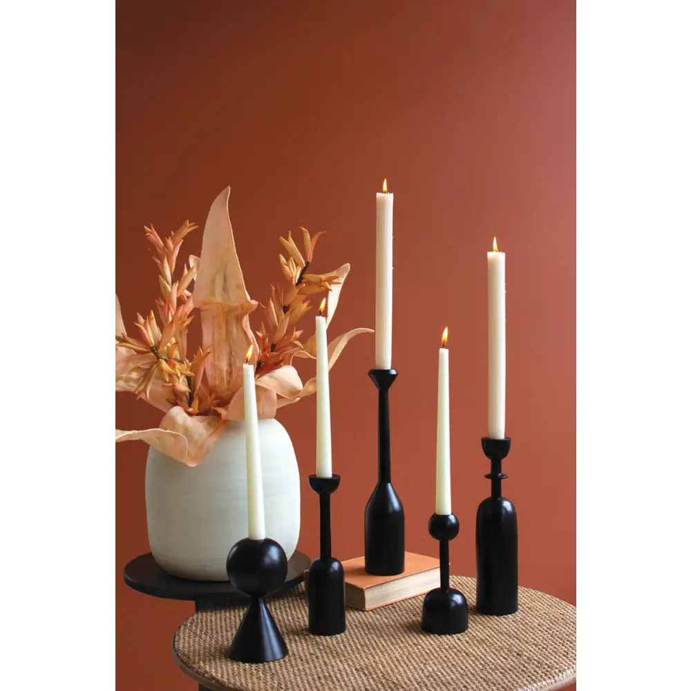 S/5 Black Metal Candle Holders - Accessories