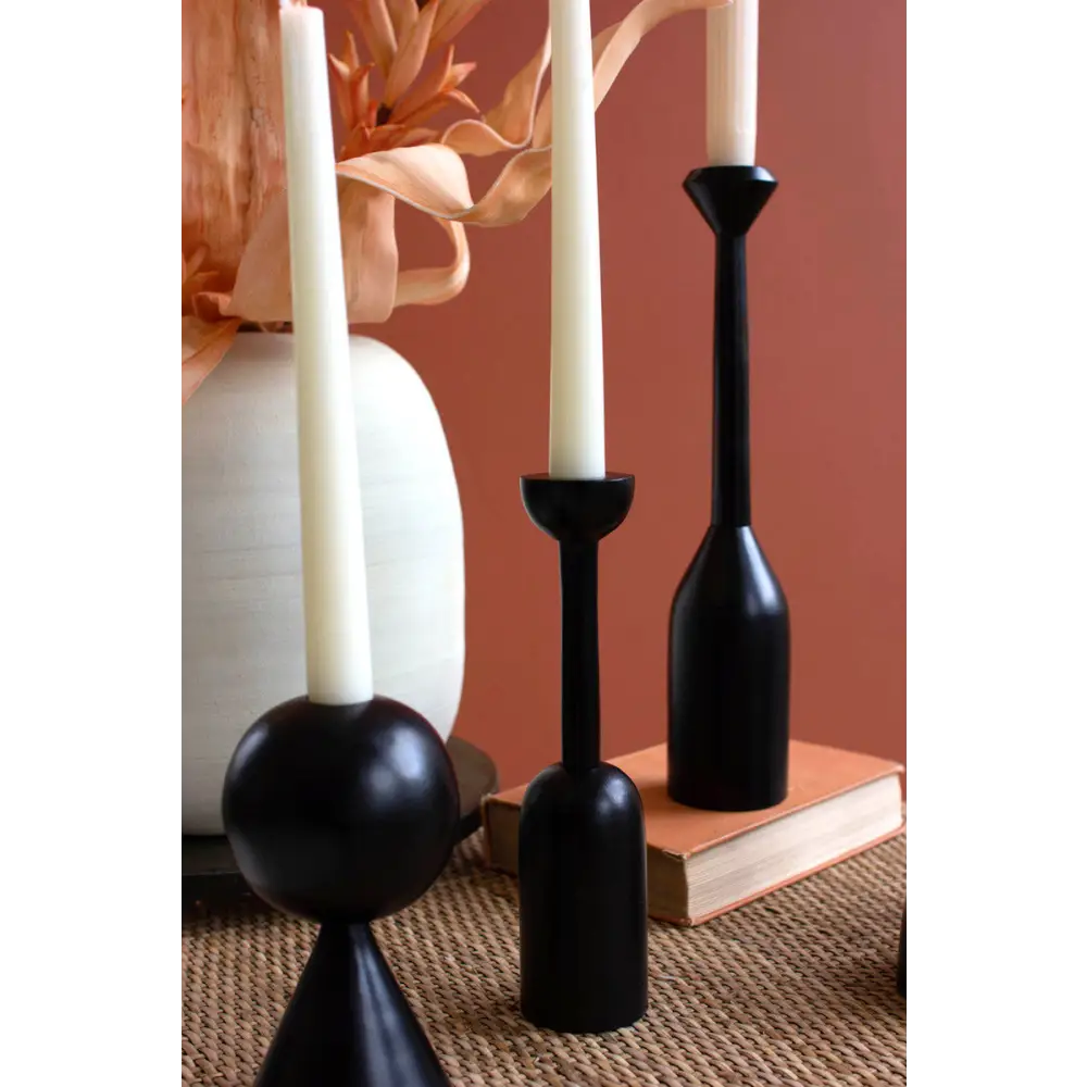 S/5 Black Metal Candle Holders - Accessories