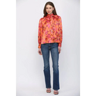 SATIN STANDING COLLAR WITH TIE DETAIL NECK BLOUSE FT25694