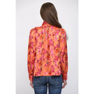 SATIN STANDING COLLAR WITH TIE DETAIL NECK BLOUSE FT25694
