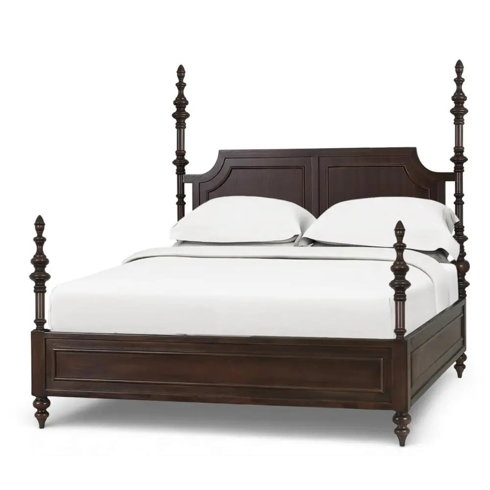 Savannah Walnut Poster Queen Bed - Queen Bed