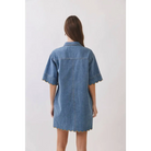 Scallop Edge Denim Mini Shirt Dress RD374