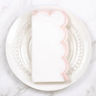 Scallop Napkin White/Pink 18x18
