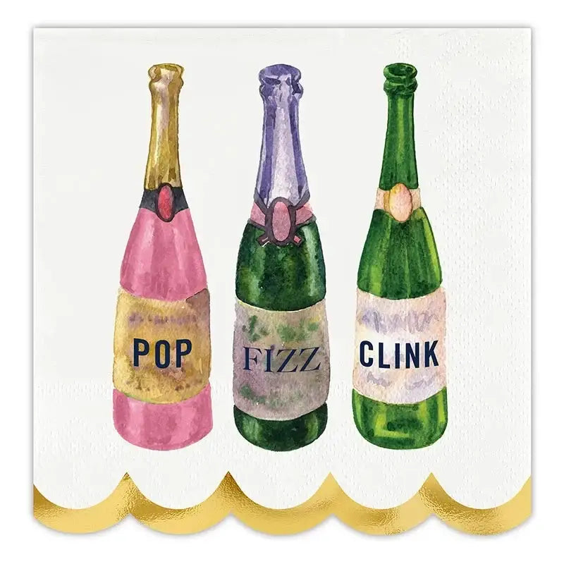 Scalloped Cocktail Napkins - Pop Fizz Clink - Napkin