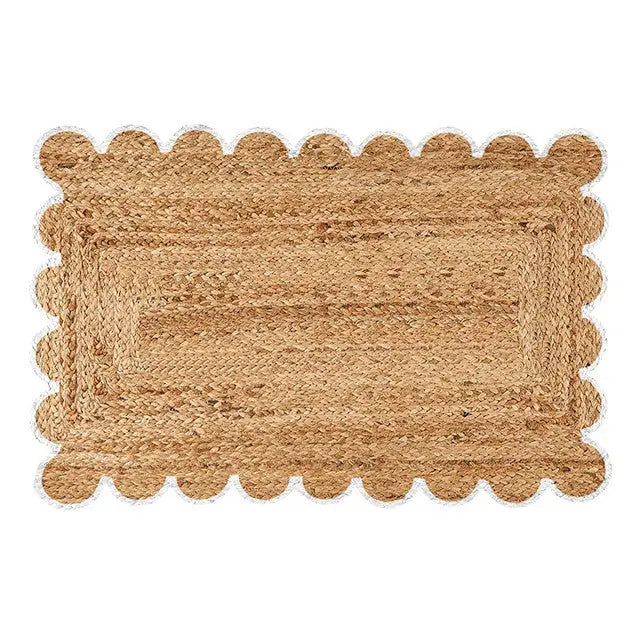 Scalloped Jute Door Mat - White - Scalloped Rug