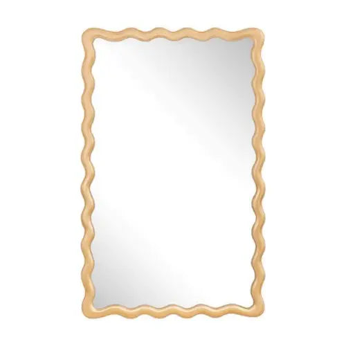 Scalloped Rectangle Gold Mirror - Mirror