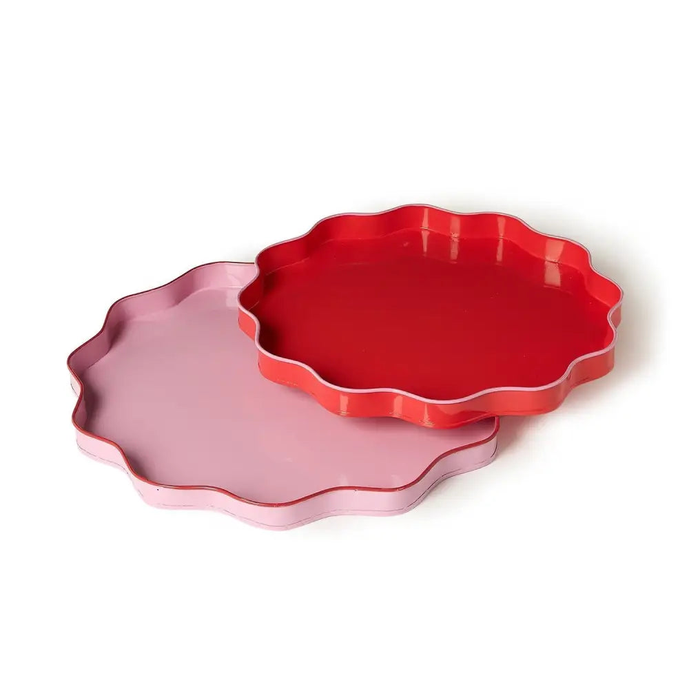 Scalloped Red and Pink Tray - Scalloped Tray