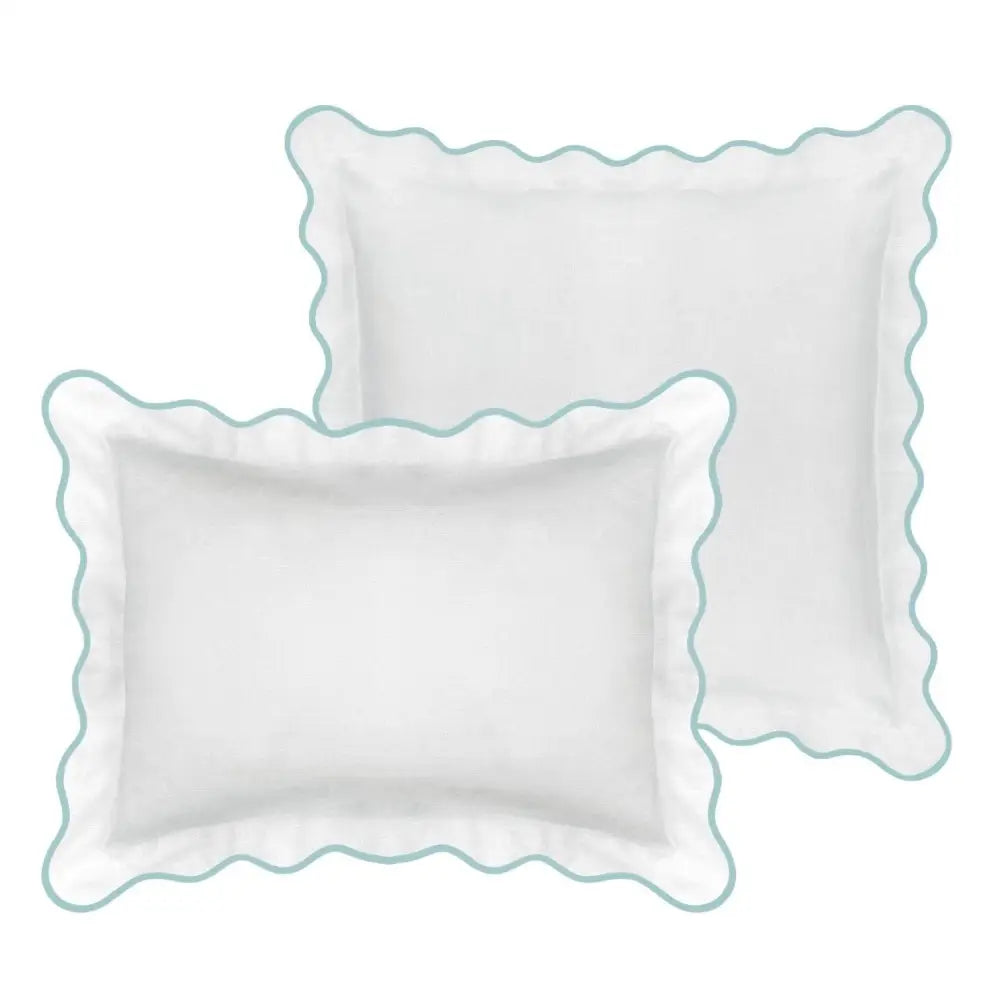Scalloped Sham Blue / White - Euro, 26’’ x 26’’