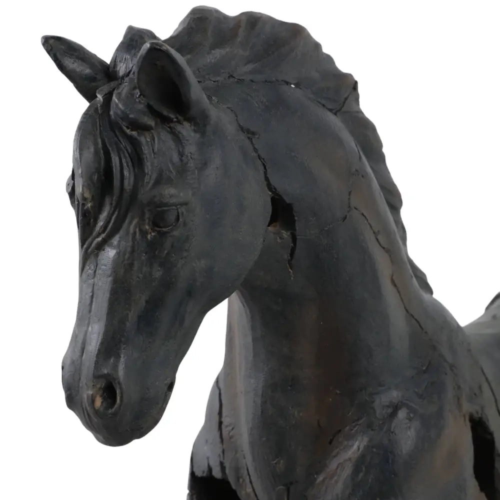 Sculpture - Brown Resin Cracked Horse On Stand 16 in.