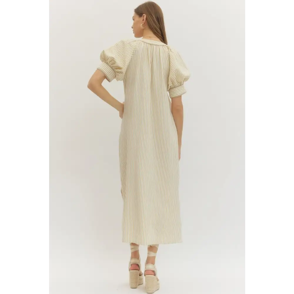 Seersucker Floral Dress - Midi Dress