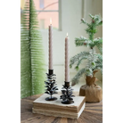 Set of 2 Antique Brown Metal Pine Cone Taper Holders - Candleholder