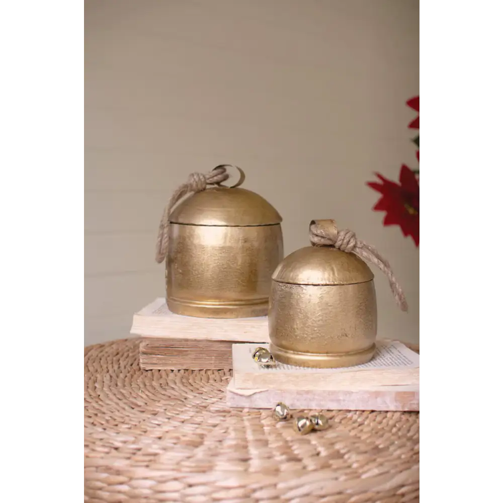 Set of 2 Christmas Bell Canisters - jingle bells