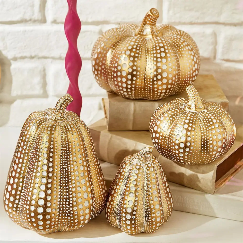 Set of 2 Gold Pumpkins - Pumpkins