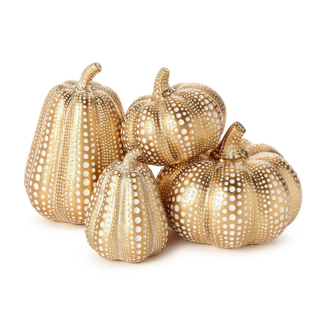 Set of 2 Gold Pumpkins - Gourd - Pumpkins