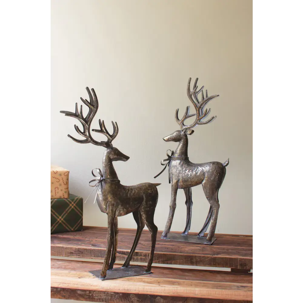 Set of 2 Rustic Metal Reindeer - reindeer
