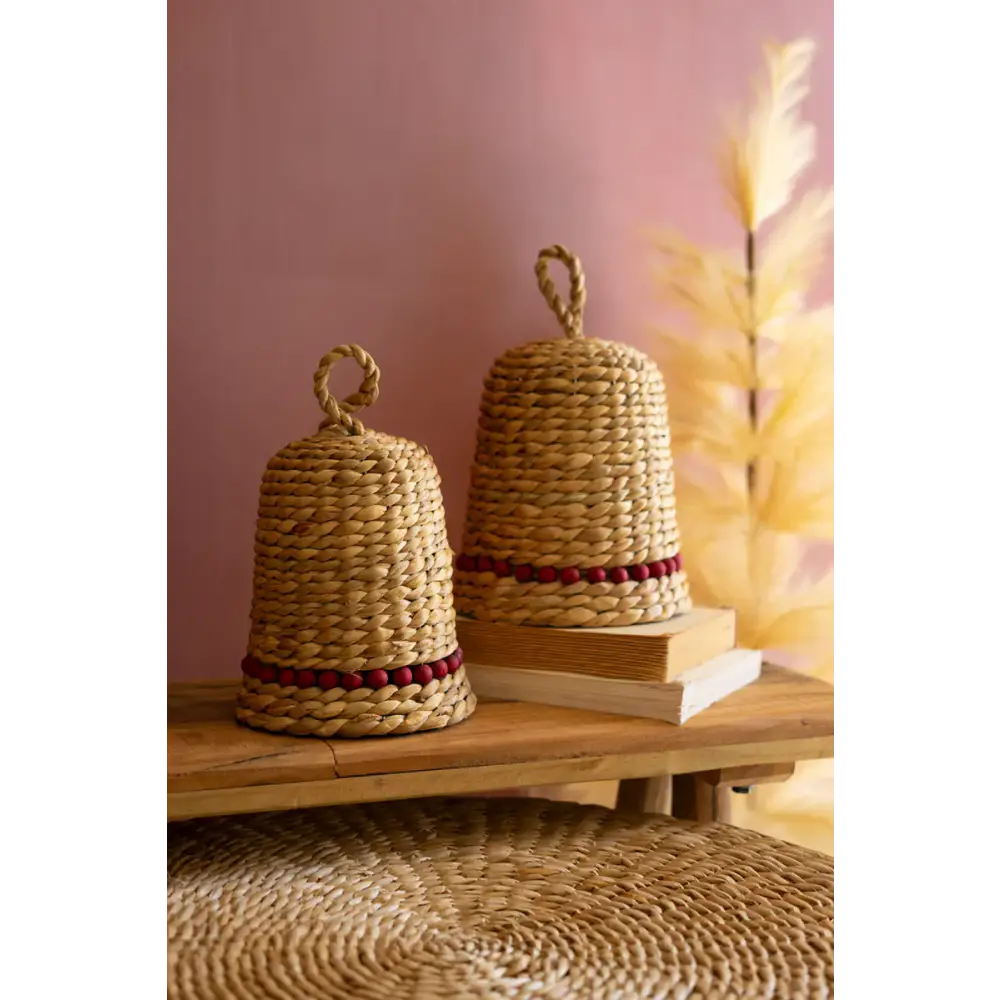 Set of 2 Seagrass Christmas Bells - bells