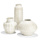 Set of 3 Beige Artisan Vases - Vase