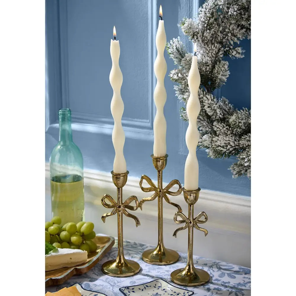 Set of 3 Gold Bow Candle Holders - Candle Holder