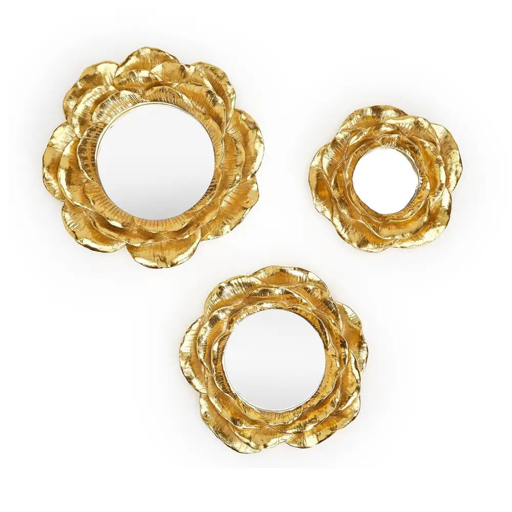 Set of 3 Golden Fleur Wall Decor - DECOR