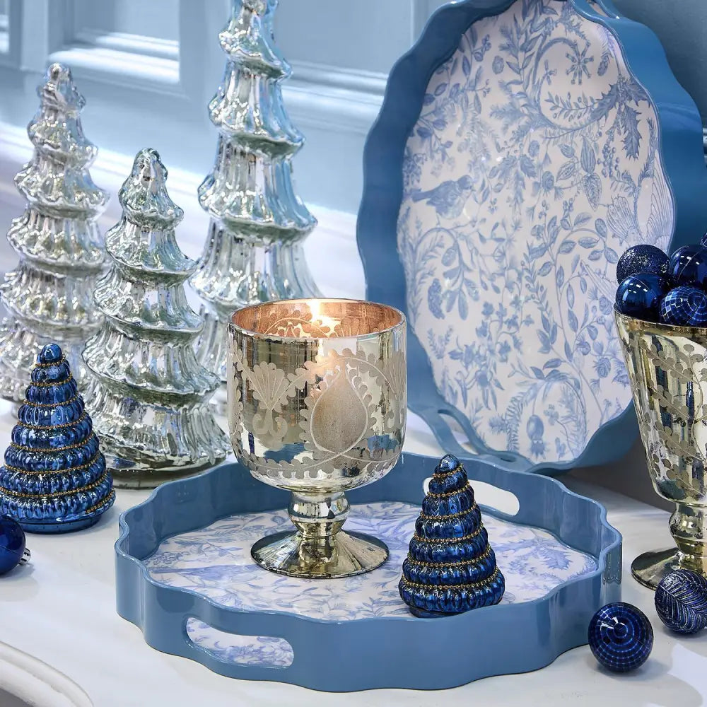 Set of 3 Silver Mercury Glass Tree - Christmas Decor