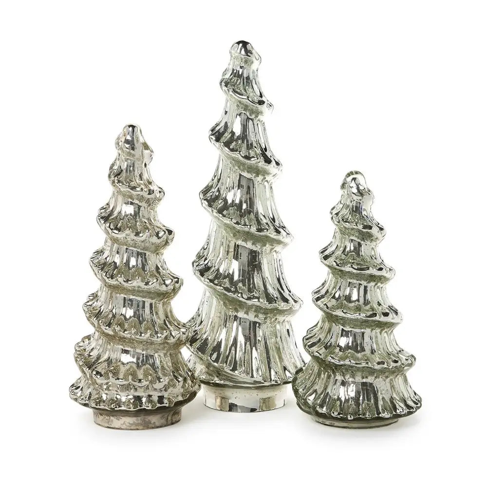Set of 3 Silver Mercury Glass Tree - Christmas Decor