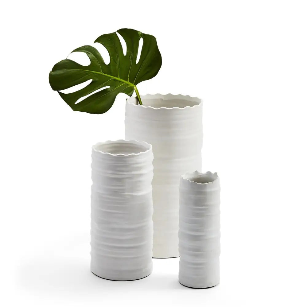 Set of 3 White Cylinder Vases - Vase