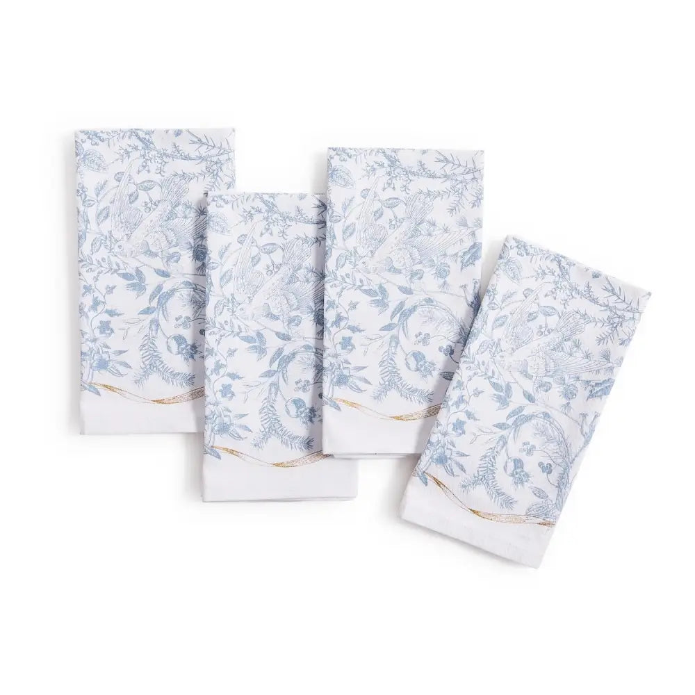 Set of 4 Blue and White Christmas Napkins - Christmas Napkins