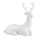 Sitting White Flocked Deer - reindeer