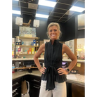 Sleeveless Blouse With Bow - S / Black